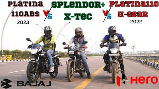 Platina 110ABS vs Platina 110 vs Splendor Plus Xtec Drag Race 🔥  Triple Battle  Old Is Gold [upl. by Burris]