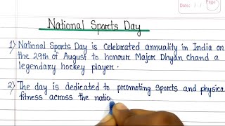 10 Lines Essay on National Sports Day in English [upl. by Floro827]