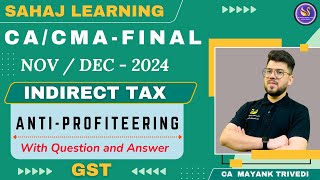 CACMA Final  GST  Anti Profiteering with QampA Indirect Taxation  Theory Miscellaneous Chapter 171 [upl. by Bergin]