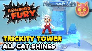 Bowsers Fury  Trickity Tower  All Cat Shine Locations Walkthrough [upl. by Buine254]