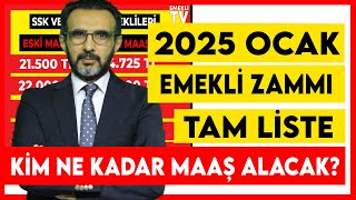 Emekli zammı Ocak 2025 tam liste SSK Bağkur Memur emeklisi Dul Yeti maaşı ne kadar olacak [upl. by Maddalena]