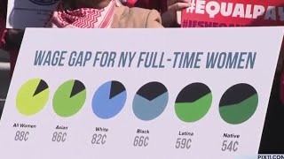 Manhattan rally brings awareness to Equal Pay Day [upl. by Nolak]