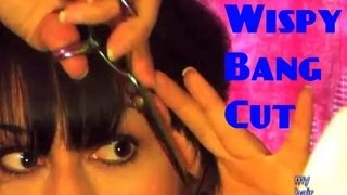 How to cut your BANGS at home Wispy Shag Bang textured Haircut step by step Tutorial [upl. by Sonja935]