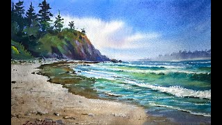 How to paint sea in watercolor [upl. by Adest]