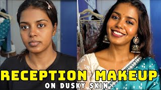 தமிழில்Glowy amp Easy reception makeup look  Dusky skin makeup tutorial  HARINI SI [upl. by Fawn]