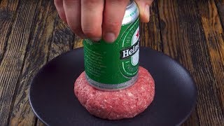 Press A Beer Can Into The Patty And Then Comes The Finishing Touch [upl. by Donaldson968]