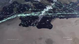 Global ship traffic seen from space FleetMon Satellite AIS and FleetMon Explorer [upl. by Sul]