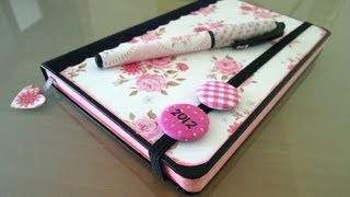 Manualidades de papel Cómo decorar una agenda Moleskine Tutorial [upl. by Ecirtemed]