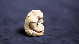 JAPANESE CARVED IVORY NETSUKE [upl. by Aikram]