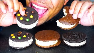 ASMR OREO MampM REESES ICE CREAM SANDWICHES COOKIES AND CREAM PREMIUM ICE CREAM EATING SOUNDS NO TALK [upl. by Swagerty]