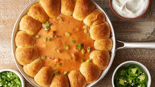 Skillet Queso Dip with Taco Biscuit Bombs  Pillsbury Recipe [upl. by Larine]