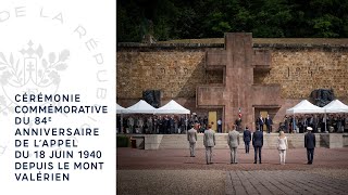 Cérémonie commémorative du 84e anniversaire de lappel du 18 juin 1940 depuis le Mont Valérien [upl. by Nycila]