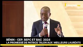 Bénin  La promesse de Patrice Talon aux meilleurs lauréats au CEP BEPC et au BAC 2024 [upl. by Niawat]