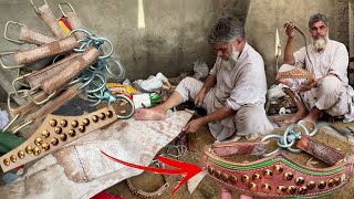 How 50 leather Horse Headstall made Out of Buffalo Hide Leather [upl. by Ainahs]