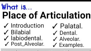 Place of Articulation Placeofarticulation postAlveolarsounds palatal  placeofarticultion [upl. by Linette]