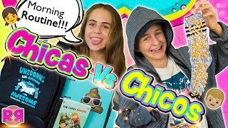 RUTINA de MAÑANA para ir al COLEGIO 👫Chicos Vs Chicas ¿Qué hay en mi MOCHILA HAUL material escolar [upl. by Morie146]