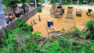 Amazing view Landfilling Project by Technique skill operator Powerful Dozer pushing clearing forest [upl. by Naej]