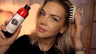 ASMR  Astuces soin et pousse des cheveux ✨brossage et massage crânien [upl. by Nelra]