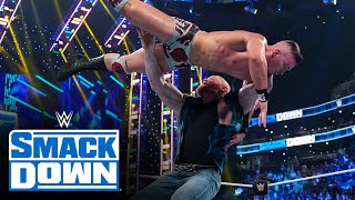 Brock Lesnar surprises and F5s Mr Money in the Bank Theory SmackDown July 22 2022 [upl. by Monreal]