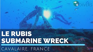 Scuba diving in France  Le Rubis submarine wreck Cavalaire [upl. by Ahcropal]