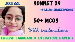 Sonnet 29 MCQs by William Shakespeare  JSSC CGL ENGLISH LANGUAGE AND LITERATURE PAPER 2  2023 [upl. by Dave643]