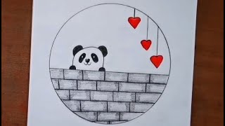 EASY CIRCLE SCENERY  CIRCLE DRAWING for Beginners  PANDA DRAWING in CIRCLE [upl. by Aisayt]