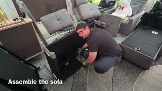 How to assemble a sofa bed convertible with ottoman DIY [upl. by Oalsecnew]