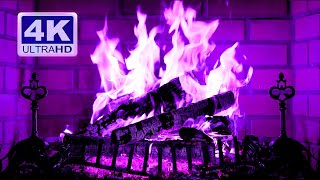 🔥 PURPLE FIREPLACE 4K Ultra HD Halloween Ambience [upl. by Elyc]