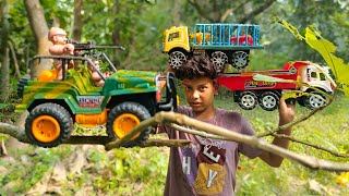 Backhoe Toy Car chore kar leya hai 😭 Army toy car JCB tractor track [upl. by Esinej]