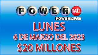 Resultados Powerball Lunes 6 de Marzo del 2023 20 Millones de dolares [upl. by Olympe]