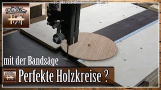 Perfekte Holzkreise sägen Wie geht das Mit der Kreisschneidevorrichtung für die Bandsäge [upl. by Nileuqcaj743]