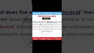 What is Metaphysical Poetry metaphysical englishliterature shorts [upl. by Ulla94]