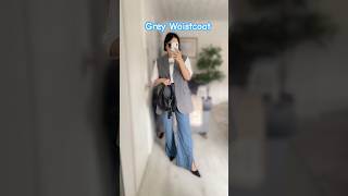 Grey waistcoat white Tshirt wideleg jeans black pointed toe shoes amp black bag shorts ootd [upl. by Podvin91]