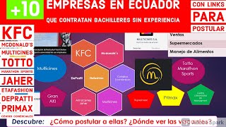 🇪🇨Conoce Empresas que Contratan Bachilleres Sin Experiencia POSTULA TRABAJO EMPLEO Quito Ecuador Gua [upl. by Olivia774]