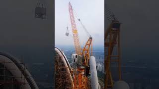 The process of lifting concrete from tall buildings Good tools and machinery make work easy [upl. by Assillam830]