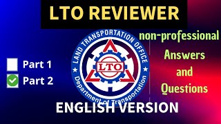 LTO Exam Reviewer 2024 English For NonProfessional Drivers License  Question amp Answer Key  Part 2 [upl. by Domenic400]