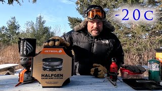 Making BREAKFAST at 20 CELSIUS TESTING the JETBOIL HALFGEN camp stove [upl. by Nagaet570]