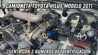 Números de identificación TOYOTA HILUX MODELO 2011 Combustible Diésel [upl. by Blayne540]