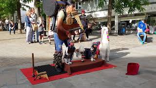 Peruvian One Man Band Busker amp Puppet pan flute music real talent addictive MUSIC El Cóndor pasa [upl. by De]