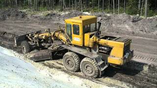 Soviet russian motor grader DZ98 in action [upl. by Akienaj]