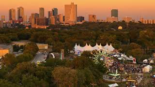 Sunset drone video of Fort Worth Oktoberfest 2023 [upl. by Newol]