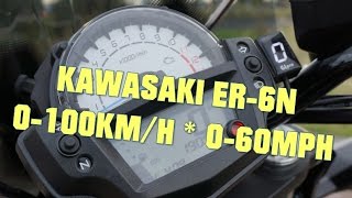 2016 KAWASAKI ER6N 0100 KMH  060MPH FROM IDLE  AKRAPOVIC EXHAUST [upl. by Musa180]