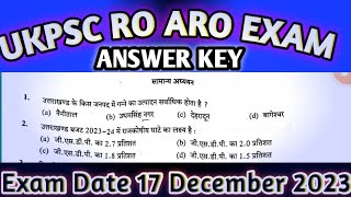 UKPSC RO ARO Answer Key 17 December 2023  Paper Solution [upl. by Adnilym5]