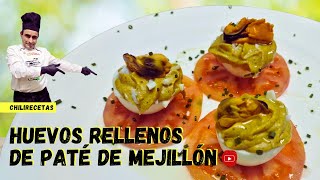 Huevos rellenos de paté de mejillones Aperitivo fácil para Navidad 🎄 [upl. by Anilec]