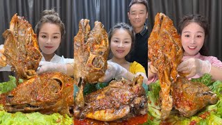 MUKBANG 먹방 EATING SHEEP HEAD COLLECTION chewy sounds  ASMR  chinese foods 吃麻辣羊头 [upl. by Neeneg]