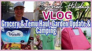 VLOG SCHOOL HOLIDAYS  GROCERY TEMU HAUL  GARDEN UPDATE amp CAMPING HOMEMAKING WITH HAMPTON NOTE [upl. by Craggie]