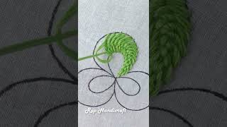 feather flower embroidery  flower embroidery tutorialflower needle work shorts youtubeshorts [upl. by Atirys225]