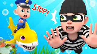 Police Baby Shark Catches the Thief  Baby Shark  Police Cartoon  Nursery Rhymes amp Kids Song [upl. by Sivel]