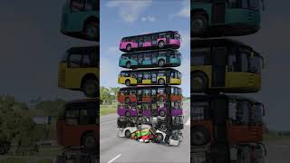 Mixed Rainbow Colours Busses amp Cars Fall Crash BeamNG 161 youtubeshorts beamngshorts [upl. by Pheni]