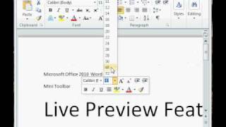 Microsoft Office 2010 Mini Toolbar amp Live Preview Demo [upl. by Rainger]